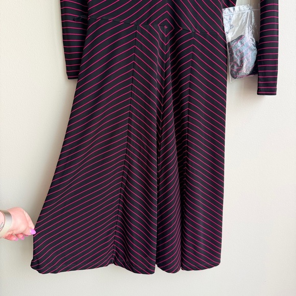 Talbots Black and Pink Striped Long Sleeve Dress - Picture 6 of 13